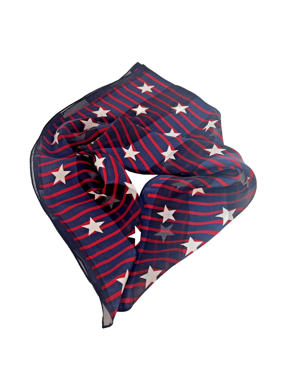 Talbots Patriotic Stars & Stripes Square Neckerchief Scarf Red White Blue 21x21